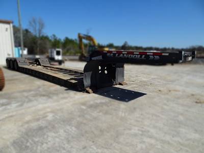 2018 Landoll 55 Ton Lowboy Trailer - 25ft Well, Hydraulic Detach, Non-Ground Bearing, Tri-Axle, Lift Axle, Outriggers