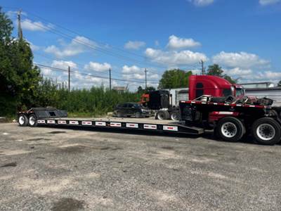 2022 Roadrunner 53ft Lowboy Trailer - 35 Ton, 34ft Well, Hydraulic Detach, Non-Ground Bearing, Pony Motor, Tandem Axle, Aluminum Slide Outs