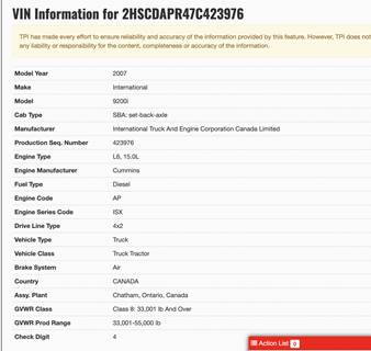 2007 International 9200i SBA: SET-BACK-AXLE Cab Assembly