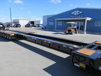 Globe 55 TON EXTENDABLE W/ HYDRAULIC FLIP AXLE Lowboy Trailer
