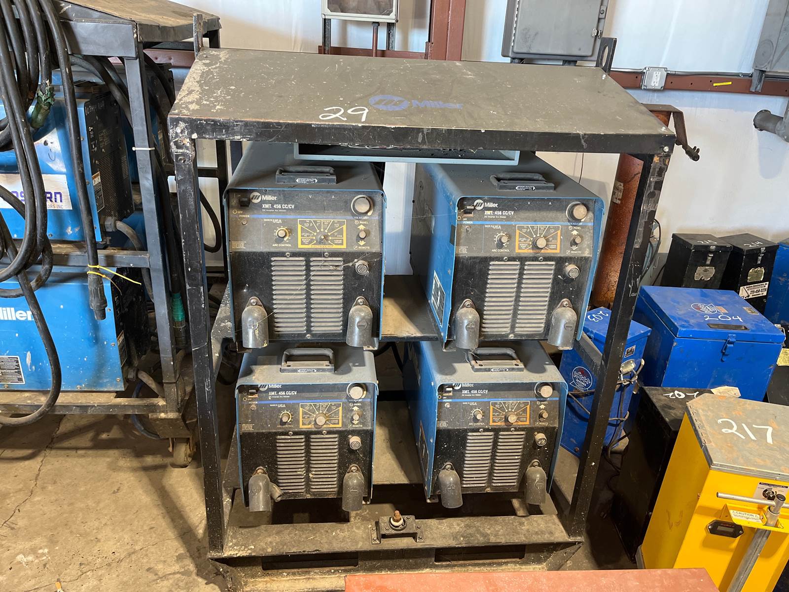 4 MILLER XMT 456 CC/CV DC INVERTER ARC WELDERS ON SKID WITH LIFTING EYES For Sale Livingston