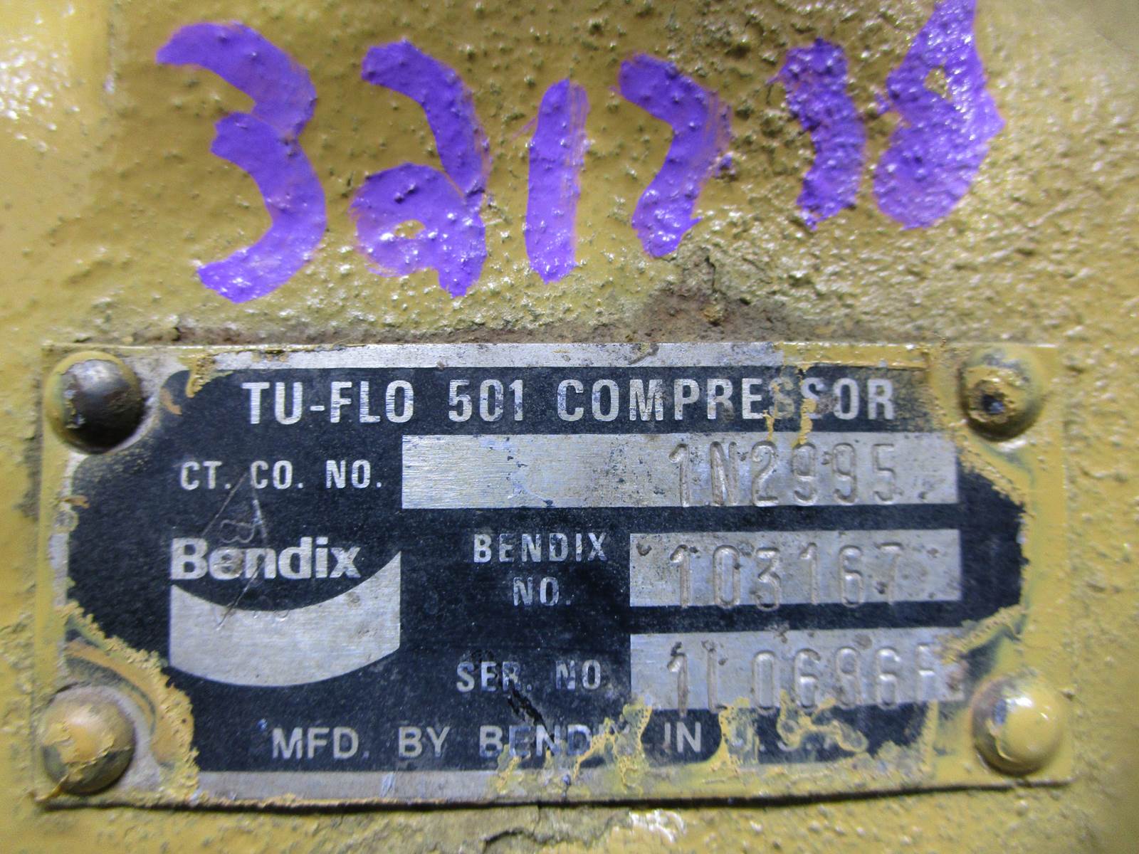 Bendix TUFLO 501 Air Brake Compressor fits Caterpillar 3406B Diesel
