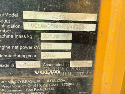 Volvo A25G Articulated Truck