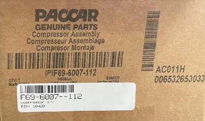 Paccar OEM A/C Compressor For Peterbilt P/N F69-6007-112, Core Charge: 0.00