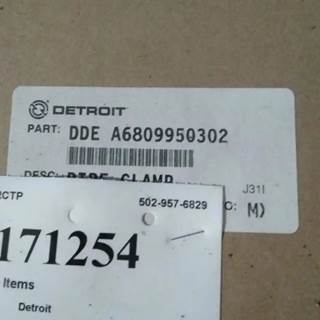 Detroit Diesel Pipe Clamp Dde A6809950302, Core Charge: 0.00