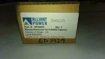 Part Type: Injectors - Fuel - Alliant Power Reman G2.9 Bang Injector AP66995