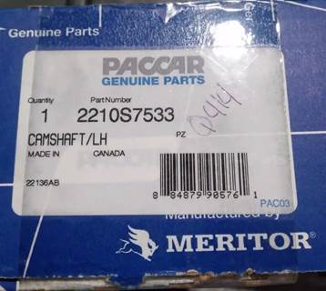 Paccar Lh Camshaft P/n 2210S7533, Core Charge: 0.00