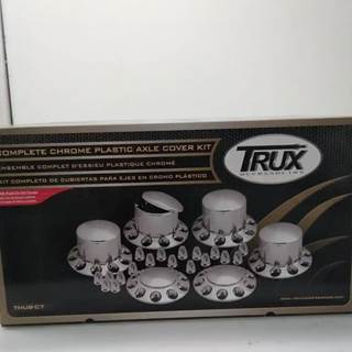 Trux THUB-C7 3-Axle Complete Hub & Lug Cover Set Dome Removable Cap Chrome Abs,