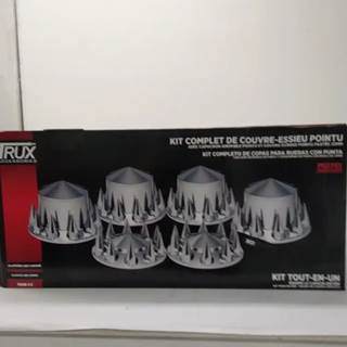 Trux THUB-C4 Chrome Axle Cover Kit 33MM Threaded Pointed Lug Nut Covers for Semi Truck