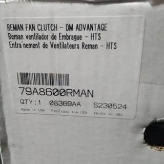 Part Type: Fan Clutch (Hub) - Horton Reman DM Advantage Fan Clutch 79A8600RMAN  