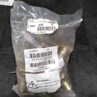 Grade 8 Uss Hex Bolt 3/4X2-1/2 ,  Pack Of 20, Core Charge: 0.00