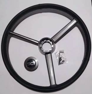 Steering Creation Retro Leather 20  Black Leather Rim, Gun Metal Look 3-Spoke,