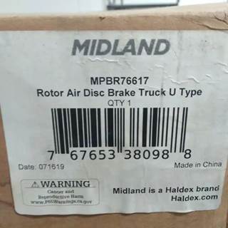 Midland MPBR76617 Air Disc Brake Rotor U-Type Bendix ADB22X K038574 16.93" 10-HOLE