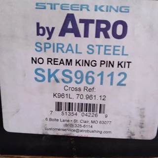 Steering King By Atro No Ream King Pin Kit p/n  SKS96112  Cross Ref: Stemco /