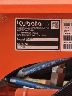Kubota BH77 Backhoe Attachment