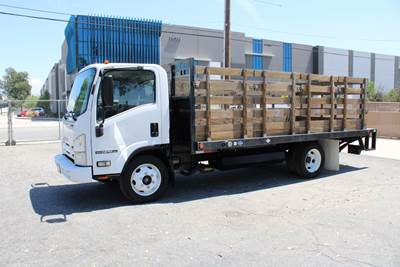 2012 Isuzu NPR HD 16 Ft. Stakebed Flatbed Truck CARB OK