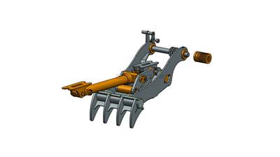 Bedrock Thumb fits 65mm Pin Excavators, PIN GRABBER, 4 Teeth, 65mm Pin, 36 In Bucket