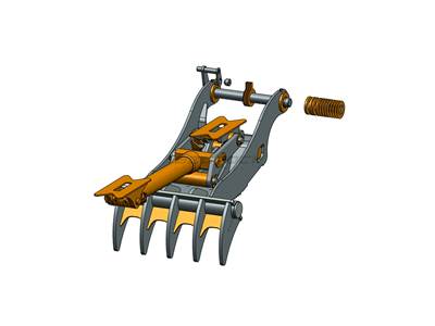 Bedrock Thumb fits 70mm Pin Excavators, PIN GRABBER, 5 Teeth, 70mm Pin, 48 In Bucket