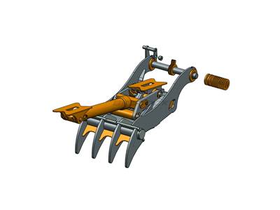 Bedrock Thumb fits 70mm Pin Excavators, PIN GRABBER, 4 Teeth, 70mm Pin, 42 In Bucket