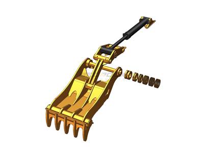 Bedrock Thumb fits 90mm Pin Excavators, PIN ON, 5 Teeth, 90mm Pin, 48 in Bucket