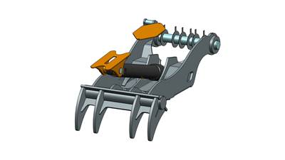 Bedrock Thumb fits 110mm Pin Excavators, PIN GRABBER, 4 Teeth, 110mm Pin, 60 in Bucket, Wide