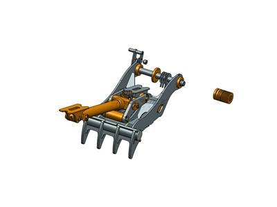 Bedrock Thumb fits 65mm Pin Excavators, PIN ON, 4 Teeth, 65mm Pin, 36 In Bucket