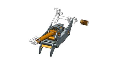 Bedrock Thumb fits 65mm Pin Excavators, PIN GRABBER, 2 Teeth, 65mm Pin, 24 In Bucket