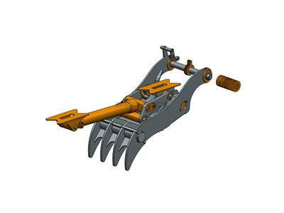 Bedrock Thumb fits 70mm Pin Excavators, PIN GRABBER, 4 Teeth, 70mm Pin, 36 In Bucket