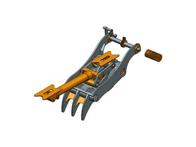 Bedrock Thumb fits 70mm Pin Excavators, PIN GRABBER, 3 Teeth, 70mm Pin, 30 In Bucket