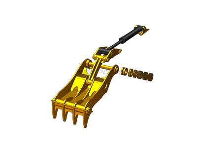 Bedrock Thumb fits 90mm Pin Excavators, PIN ON, 4 Teeth, 90mm Pin, 48 in Bucket