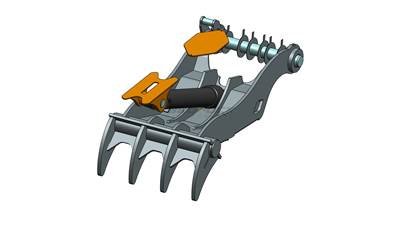 Bedrock Thumb fits 110mm Pin Excavators, PIN GRABBER, 4 Teeth, 110mm Pin, 60 in Bucket