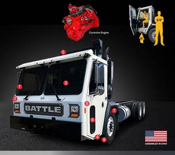 Battle Motors LETII X12 Front Tandem Axle Cab & Chassis Truck - Cummins, 350HP