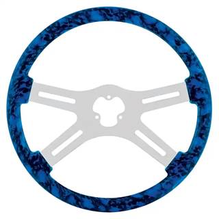 18" Skull Steering Wheel Only With Hydro-Dip Finish Wood - Blue