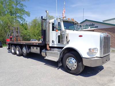 Peterbilt 367 Tri Axle 24.5 ft Flatbed Truck - 485HP, 18 Speed Manual