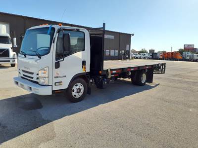 Isuzu NPR 16 ft Flatbed Truck - 215HP, 6 Speed Automatic, Liftgate