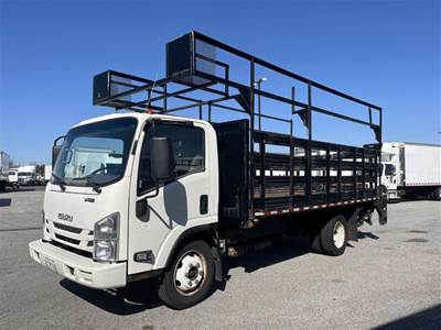 Isuzu NPR 16 ft Flatbed Truck - 297HP, 6 Speed Automatic, Liftgate
