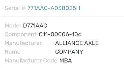 Axle Alliance RT40-4N Rear Axle Housing for a 2007 Freightliner Columbia 120