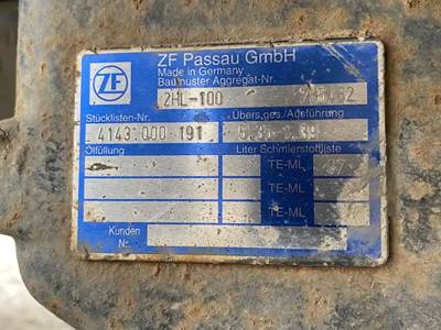 (Used) 2006 ZF Passau Gmbh, Gearbox Assembly- Model: 2HL-100, Serial Number: