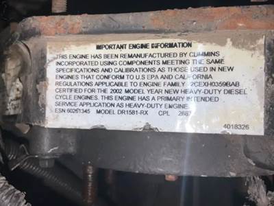 Cummins ISB Engine Core for a 2001 Freightliner MT55 Chassis