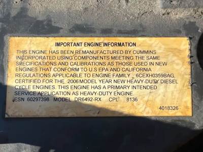Cummins ISB Engine Core for a 2007 Freightliner MT45 Chassis