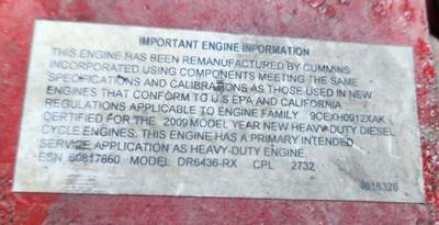 Cummins ISX Engine Core for a 2009 International 9200I
