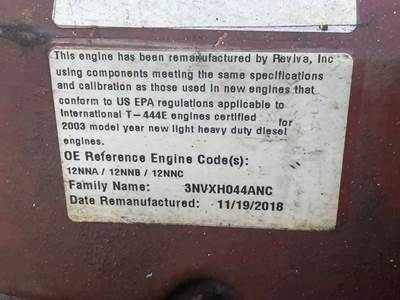 International T444 Engine Core for a 2001 International 1652