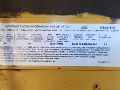 Caterpillar C10 Engine for a 2003 Freightliner FLD112SD For Sale ...
