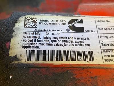 Cummins ISB Engine for a 2019 International DuraStar 4300