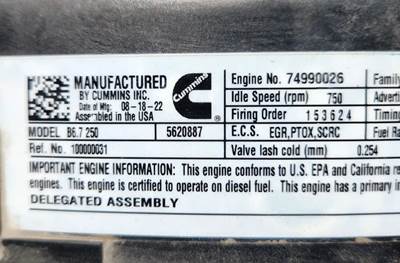Cummins ISB Engine for a 2023 International MV607