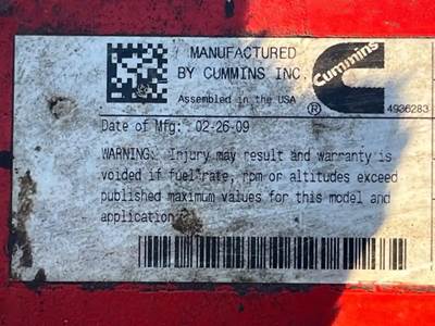 Cummins ISB Engine for a 2009 Freightliner MT55 Chassis