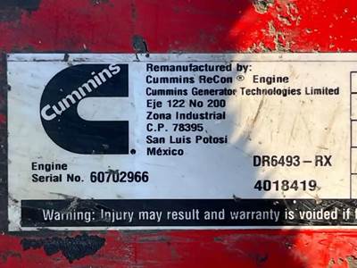 Cummins ISB Engine for a 2009 Freightliner MT45 Chassis