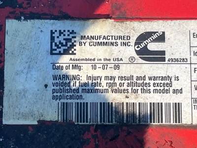 Cummins ISB Engine for a 2010 Freightliner MT55 Chassis