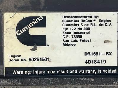 Cummins ISB Engine for a 2007 Freightliner MT45 Chassis