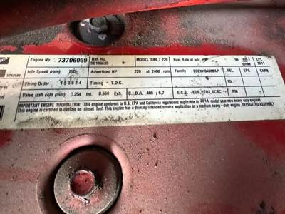 Cummins ISB Engine for a 2015 Ic Corporation PB105